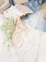 1 Pcs 1950 년대 레트로 레이스 스카프 삼각형 목 스카프 수 놓은 레이스 랩 헤어 랩, 여자를위한 꽃 크로 셰 뜨개질 머리 Bandanas 여자 - 이미지 3