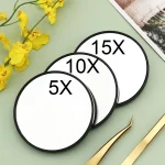 흡입 컵이있는 확대 거울 욕실 메이크업 거울 용 블랙 헤드 돋보기 휴대용 거울 라운드 5x/10x/15x - 이미지 2