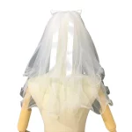 빗 활 진주가 있는 짧은 웨딩 베일 2 레이어 간단한 신부 결혼 액세서리 2024 - 이미지 5