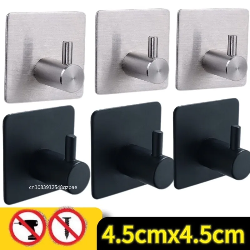 스테인레스 스틸 접착 후크 방수 자체 접착 벽 후크 헤비 듀티 수건 홀더 홈 주방 욕실 주최자 후크
