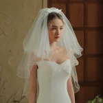 V377 new three-layer curled girly veil white short wedding photo styling prop hair clip style wedding dress wedding accessories