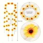 꽃 히피 머리띠, 꽃 왕관, 70년대 보헤미안 의류 스타일에 어울리는 여름 해바라기 헤어 액세서리 - 이미지 4