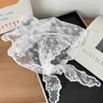 흰색 짠 꽃 레이스 헤어 스카프 랩 여성 달콤한 헤어 밴드 레트로 레이스 헤어 액세서리 통기성 삼각형 Headscarf - 이미지 5