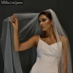 MMQ 웨딩 베일, 흰색 일반 원사, 왈츠 길이, 신부 베일, 우아한 부드러운 얇은 명주 그물 웨딩 액세서리, M92 - 이미지 3