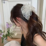 한국 메쉬 라인스톤 대장 머리끈 1개, 여성용 새 고품질 머리끈 큰 머리끈, 꽃 머리 장식 - 이미지 2