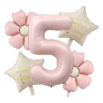 새로운 핑크 데이지 꽃 호일 풍선 Plumeria 공 웨딩 생일 파티 장식 베이비 샤워 사진 소품, 32 인치 핑크 번호