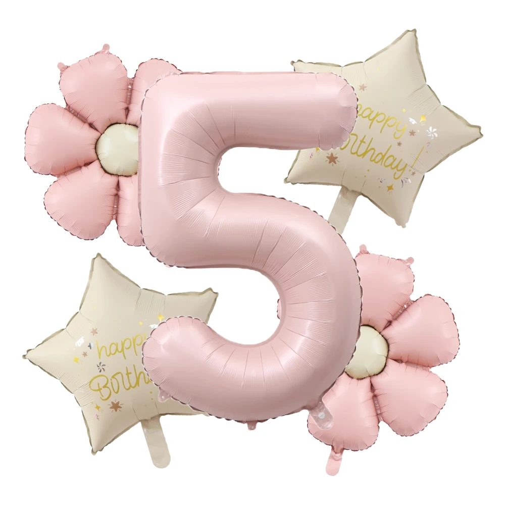 새로운 핑크 데이지 꽃 호일 풍선 Plumeria 공 웨딩 생일 파티 장식 베이비 샤워 사진 소품, 32 인치 핑크 번호