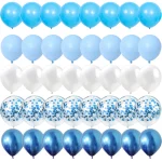 40 조각 블루 세트 풍선 금속 라텍스 색종이 풍선 결혼식 발렌타인 데이 글로브 베이비 샤워 생일 파티 장식 - 이미지 3