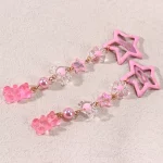 2Pcs Y2k 스타 헤어 클립 달콤한 미니 꽃 사탕 플라스틱 곰 크리스탈 펜던트 머리핀 모자를 쓰고 있죠 소녀 금속 자용 액세서리 - 이미지 3