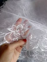 화이트 아이보리 레이스 자수 가장자리 신부 고품질 Tulle 신부 베일 1 레이어 결혼 웨딩 액세서리 2024 - 이미지 6