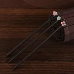 여성용 클래식 심플 우드 귀여운 꽃 머리핀, 중국 스타일 레트로 디스크, DIY 헤어 헤드웨어, 데일리 한푸 매칭 헤어 포크 - 이미지 4