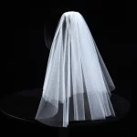 브리프 스타일 여성 웨딩 신부 모자, 화이트 투레이어 팔꿈치 길이 베일 - 이미지 3