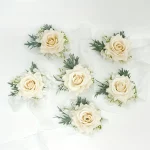 1/6PCS 로즈 웨딩 샴페인 손목 코사지 및 Boutonniere 세트 ForBride 신부 들러리 남자 신랑 로즈 웨딩 꽃 액세서리 - 이미지 2