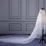 도매 긴 웨딩 베일 3 미터 신부 베일 대성당 빗 두 레이어 컷 가장자리 신부 베일 Complementos De Boda - 이미지 5