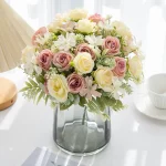 인공 꽃 실크 장미 웨딩 화환 홈 룸 테이블 축제 장식 신부 꽃다발 야외 마당 정원 DIY 선물 상자 - 이미지 5