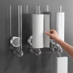 흡입 컵 화장지 홀더 펀치 무료 주방 티슈 랙 재사용 가능한 욕실 종이 타월 롤 랙 180 회전 가능