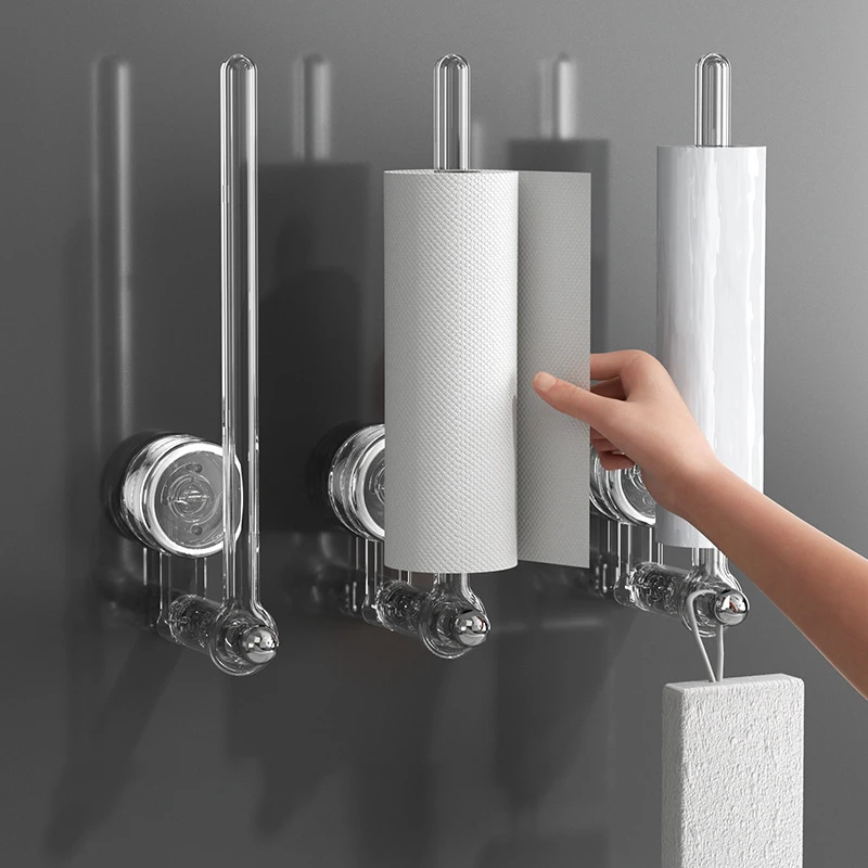 흡입 컵 화장지 홀더 펀치 무료 주방 티슈 랙 재사용 가능한 욕실 종이 타월 롤 랙 180 회전 가능