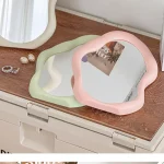 1PC 크림 스타일 메이크업 거울 장식 불규칙한 간단한 서 드레서 거울 구름 모양의 프랑스어 미용 벽 거울 - 이미지 6