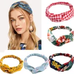 패션 여성 여자 여름 보헤미안 헤어 밴드 인쇄 머리띠 빈티지 크로스 터번 붕대 Bandanas HairBands 헤어 액세서리