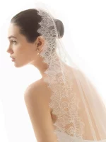 화이트 로맨틱 매력적인 전체 레이스 신부 베일 2024 새로운 대성당 웨딩 액세서리 mariage 베일 맞춤 제작 베일 - 이미지 4