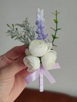 Boutonniere 남성용 신부 들러리 라벤더 조화, 웨딩 액세서리, 보라색 단추 구멍, 무도회, 코르사주 테이블 장식 - 이미지 4