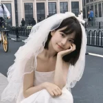 셀프웨딩 웨딩베일 리본 진주 화이트 4단 웨촬소품 - 이미지 2