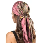 여성용 새틴 스퀘어 헤드 스카프, 경량 목 스카프, 헤어 반다나, 네커치프, 여성용 보호 대형 머리띠, 히잡 패션 - 이미지 4