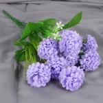 인공 실크 수국 포시 꽃 웨딩 부케, 홈 파티 장식, 정원 야외 장식품, 9 헤드 - 이미지 5