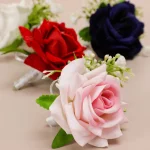 남성용 장미 코르사주 꽃 Boutonniere, 신랑 무도회 칵테일 파티, 인공 꽃, 결혼식 졸업 이벤트 꽃, 6PCs/세트 - 이미지 2