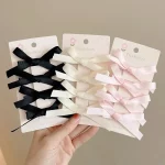 2/6pcs 소녀의 달콤한 Bowknot 헤어 클립 베이비 화이트 블랙 러블리 헤어핀 리본 보우 모자를 쓰고 있죠 달콤한 귀여운 잡아 클립 바레트 - 이미지 3