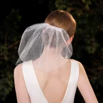 여성용 웨딩 낚시 그물 및 새장 베일에 적합한 흰색 우아한 신부 베일 - 이미지 5