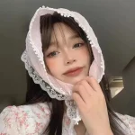 Ins 달콤한 레이스 헤어 스카프 여성 레트로 삼각형 헤어 밴드 스트랩 헤어 가방 Headscarf 모자 여행 사진 머리띠 터번 액세서리 - 이미지 3