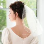 간단한 진주 구슬 짧은 웨딩 베일, 빗 포함, 결혼 어깨, 신부 베일 액세서리 - 이미지 6