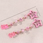 2Pcs Y2k 스타 헤어 클립 달콤한 미니 꽃 사탕 플라스틱 곰 크리스탈 펜던트 머리핀 모자를 쓰고 있죠 소녀 금속 자용 액세서리 - 이미지 4