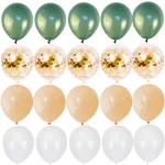 20pcs 그린 골드 화이트 라텍스 색종이 풍선 정글 사파리 동물 파티 베이비 샤워 생일 웨딩 파티 장식 글로브