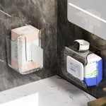 화장지 홀더 상자 벽 마운트 닦아 조직 주최자 젖은 닦아 상자 부엌 욕실에 대 한 자기 접착 종이 타월 디스펜서 - 이미지 4