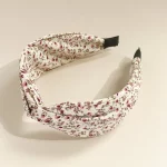 보헤미안 꽃 크로스 머리띠 와이드 밴드 헤어 후프 스타일링 도구 빈티지 패브릭 꽃 인쇄 여성을위한 여름 액세서리 - 이미지 3