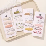 5Pcs BB 클립 어린이 헤어 액세서리 세트 달콤한 Printe Hairbangs Hairclip 소녀 자용 Ins 스타일 데이지 머리핀 장식품 - 이미지 5