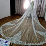 빛나는 다이아몬드 스팽글 대성당, 폭 3 미터 베일, 신부 웨딩 액세서리, 머리 빗 포함, 럭셔리 베일, 맞춤형 베일 - 이미지 4