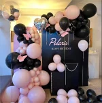 107Pcs 핑크와 블랙 풍선 화환 아치 키트 발렌타인 데이 웨딩 아기 생일 파티 장식을위한 투명 풍선 - 이미지 5