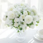 실크 로즈 국화 신부 꽃다발 인공 꽃 결혼식 야외 정원 홈 룸 테이블 장식 화환 DIY 선물 액세서리 - 이미지 3