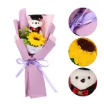 세련된 졸업 곰 꽃다발 입상 보라색 곰 연회 플라스틱 꽃 연회 소품 사진 촬영 액세서리 - 이미지 4