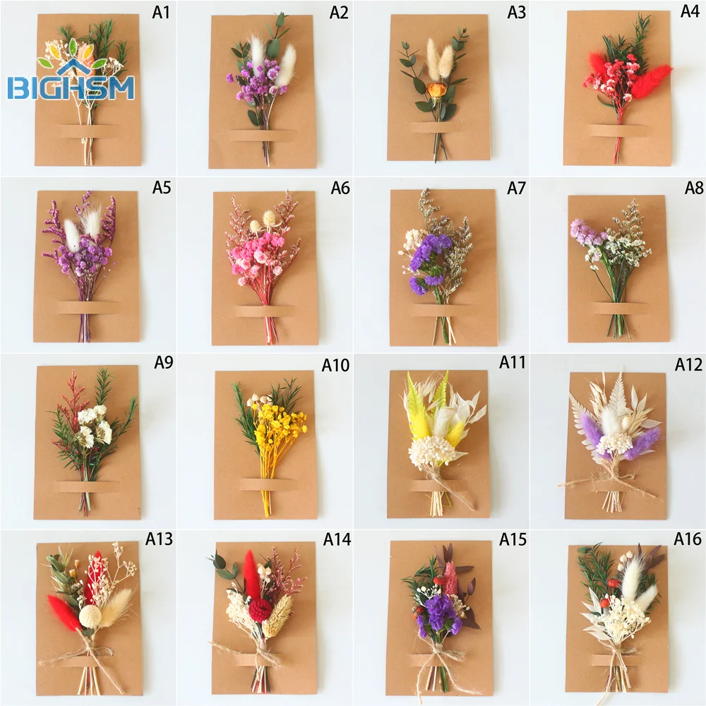 미니 자연 마른 꽃 꽃다발 신부 들러리 Boutonnieres 크리스마스 웨딩 장식 발렌타인 데이 DIY 꽃 재료