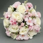 신부 들러리 웨딩 부케 흰색 실크 꽃 장미 웨딩 액세서리 결혼 꽃다발 인공 꽃 - 이미지 2