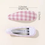 10 개/몫 어린이를위한 신선한 인쇄 목화 합금 헤어 클립 패브릭 격자 무늬 BB 머리핀 소녀 Hairgripe Headwear 아기 헤어 액세서리 - 이미지 6