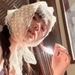 패션 레이스 삼각형 Headscarf 로맨틱 여름 흰색 짠 꽃 레이스 헤어 스카프 랩 여행 사진 머리띠 헤어 액세서리 - 이미지 6