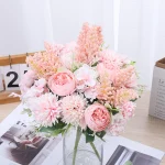 모란 인공 꽃 고품질 실크 장미 가짜 웨딩 파티 홈 테이블 룸 장식 DIY 신부 수국 꽃다발 - 이미지 3