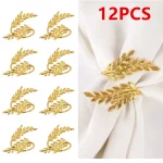 결혼식 생일 파티 Dinnig 테이블 장식을위한 금박 냅킨 링 버클 크리스마스 추수 감사절 냅킨 홀더 1/6/12p