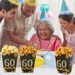 6pcs 블랙 골드 팝콘 상자 컵 18 21 30 40 50 60 생일 파티 장식 블랙 골드 파티 웨딩 베이비 샤워 파티 용품 - 이미지 6