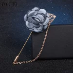 웨딩 브로치 핀 신랑 들러리 원단, 장미 동백꽃, 신랑 들러리, 웨딩 장식 액세서리 - 이미지 4